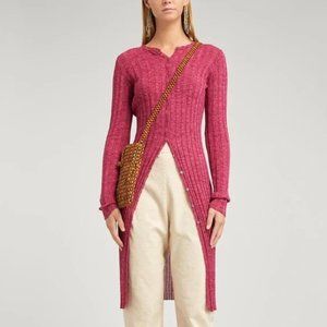 PALOMA WOOL MAYO PINK RIBBED KNIT MIDI DRESS SIZE SMALL